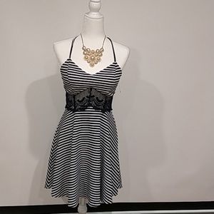 NWOT Charlotte Russ Navy/White Striped Dress